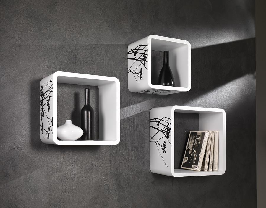 Set 6 cubi mensole a giorno da appendere