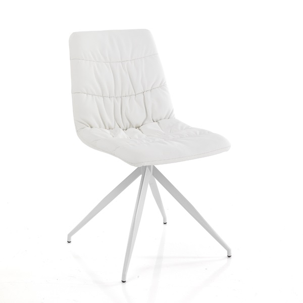 2 Sedie Moderne Zampe a Spillo Imbottite Bianche 2 Sedie Moderne Zampe a Spillo Imbottite Bianche