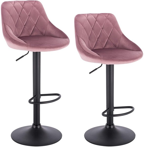 Set Di 2 Sgabelli Da Bar Girevoli E Regolabili In Altezza (58-79 Cm) - Similpelle Nera, Base Cromata Con Antiscivolo - Design Lana