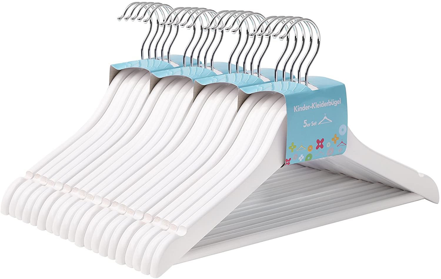 Set di 20 grucce con clip in metallo cromato per pantaloni e gonne