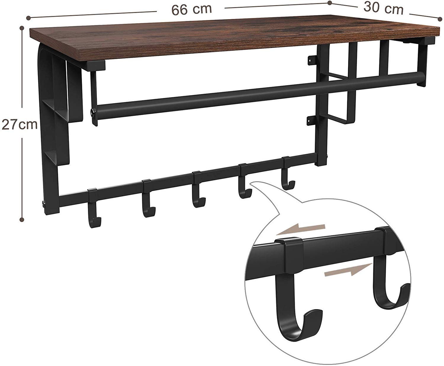 4 Appendini A Parete In Stile Industriale – Tubo In Ferro Nero 30,5 Cm – Vintage, Portata 59 Kg, Viti Incluse