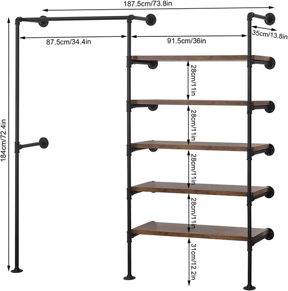 Organizzatore Guardaroba In Bambù - Cabina Armadio Con Ante Scorrevoli 185x140x45cm - Foto 2
