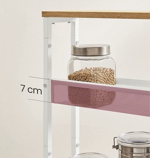 Carrello Da Cucina A 3 Ripiani Con Ruote - Scaffale Stretto Salvaspazio, Legno Rovere E Metallo - Foto 2