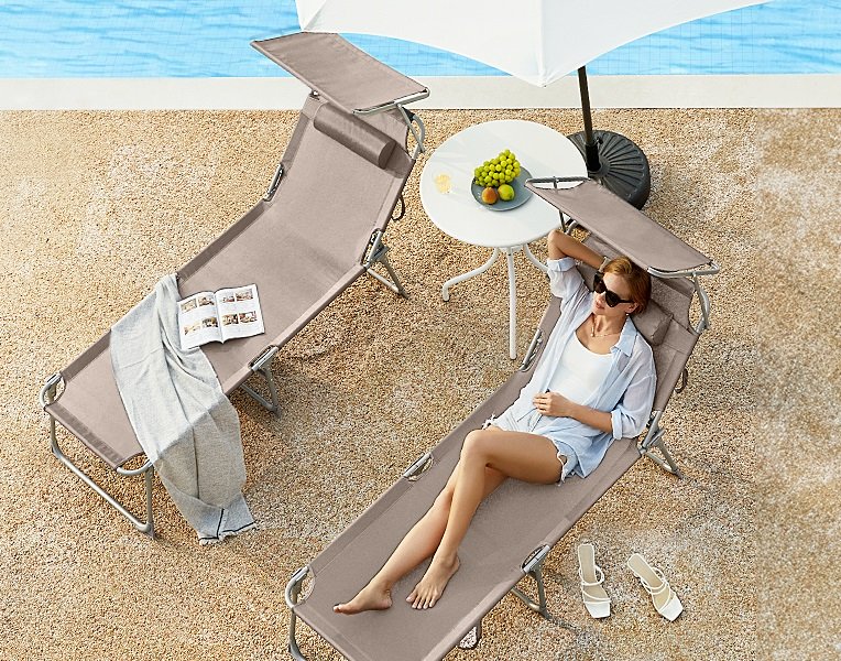 Lettino Prendisole Sdraio Pieghevole Ad Ombrello Lettino