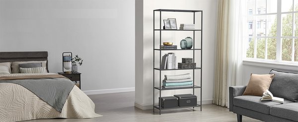 GIANTEX Scaffale Libreria a Forma di S, Portalibri a 6 Ripiani, in Legno Espositore Multifunzionale, 80 x 23 x 191 cm (Bianco