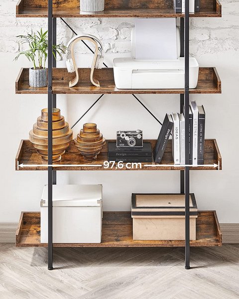 Libreria Scaffale 5 Ripiani con Bordi Stile Industriale