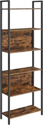 IRONCK Libreria con 2 ante a 5 livelli, stile industriale, libreria, vetrina, per studio, ufficio, soggiorno, camera da letto, colore nero
