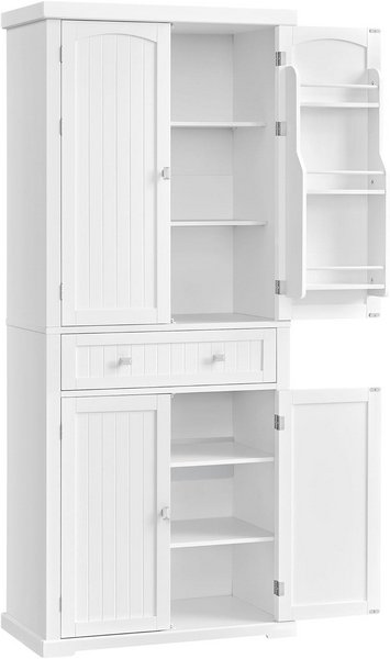 SanBouSi Piccola Credenza In Bambù Per Piano Di Lavoro, Buffet, Armadio Da Cucina Con Ante Scorrevoli, Ripiani Regolabili Per Barattoli Di Spezie, Utensili Da Cucina, Tazze, Oggetti Di Scena (colore - 7
