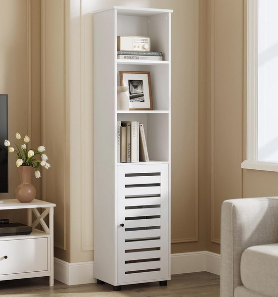 Mobiletto Da Bagno Bianco Con Ante - 50x30x93 Cm, Ripiani Regolabili, Per Bagno O Corridoio - Foto 4