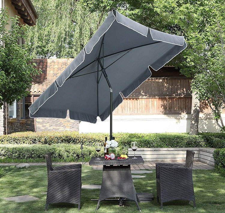 Ombrellone rettangolare inclinabile color taupe 135x210cm