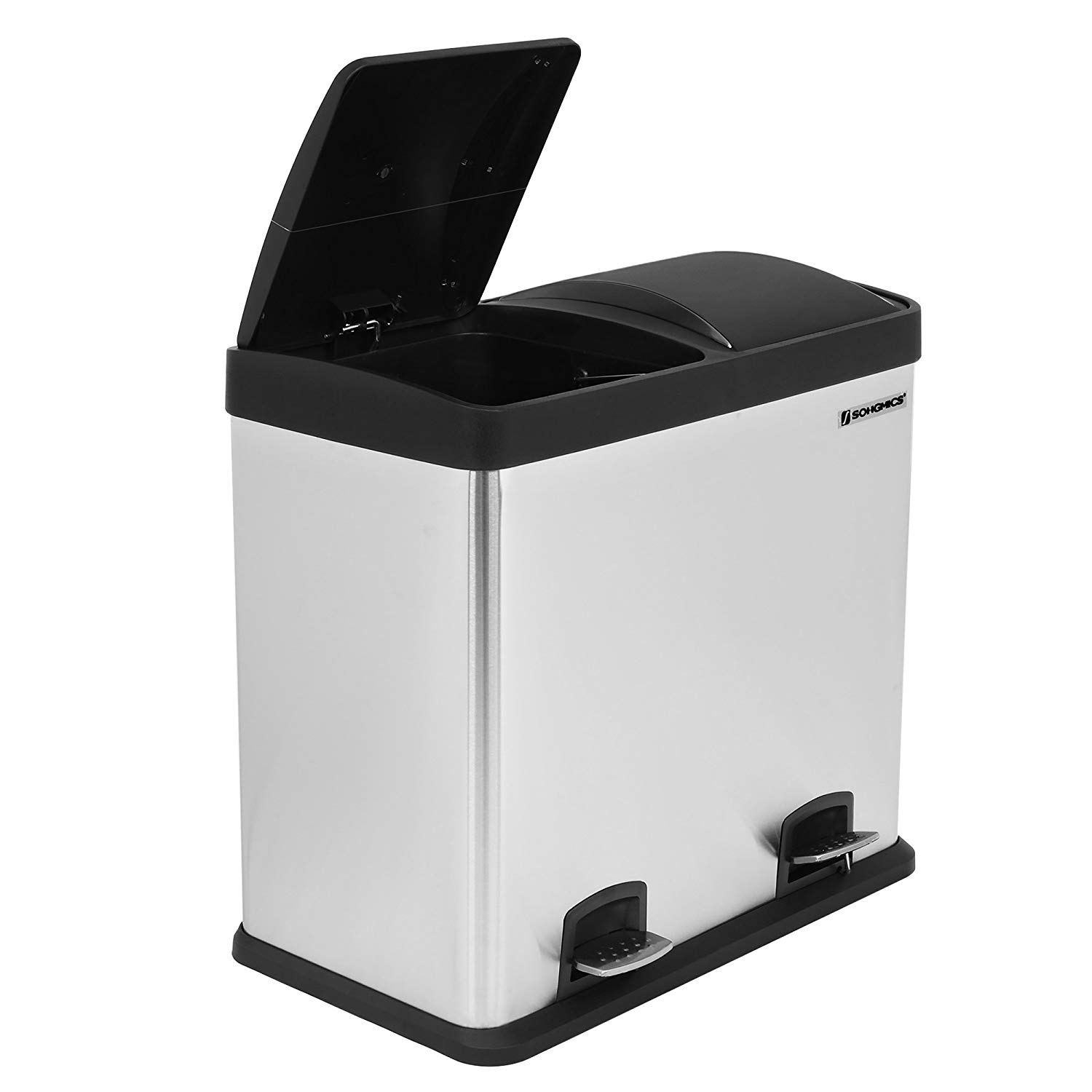 Pattumiera Doppia EKO Deluxe 40+28L – Raccolta Differenziata In Acciaio Inox – Pedali Indipendenti E Chiusura Morbida