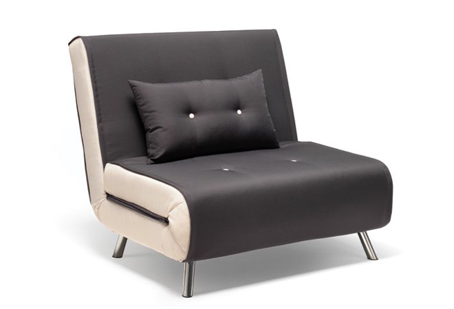 Poltrona Letto Singolo Grigio con Bottoncini Poltrona Letto Singolo Grigio con Bottoncini