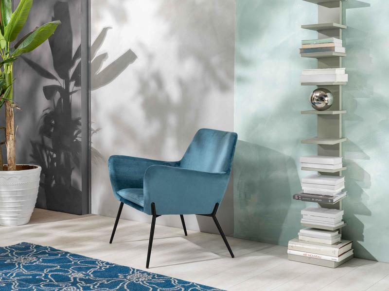 Poltrona da Attesa o Lettura in Velluto Blu