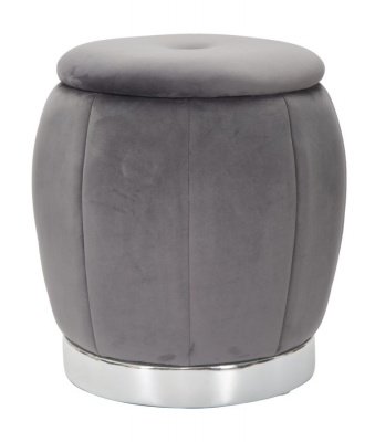 STORAGEBUD Pouf rotondo con contenitore, pouf pieghevole in velluto, poggiapiedi ottomano, sgabello da trucco, piccolo poggiapiedi, sgabelli moderni per soggiorno e camera da letto, blu
