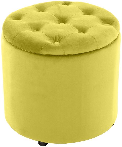Pouf Cilindro In Velluto Nero Con Base Oro - 32x40 Cm, Pouf Poggiapiedi Moderno - Foto 8