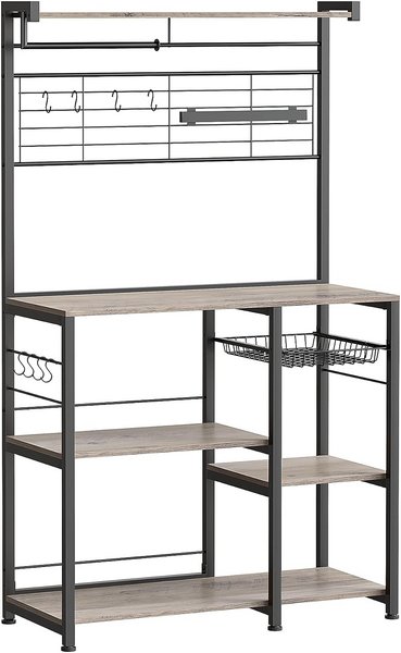 Spetebo Scaffale Da Cucina In Legno E Metallo Con Porta Rotolo – 32x29x10 Cm – Organizer Per Spezie E Utensili, Colore Nero