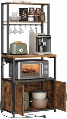 Scaffale Da Cucina Multiuso In Acciaio Carbonio - 3 Livelli Con Cestini, Per Microonde E Elettrodomestici