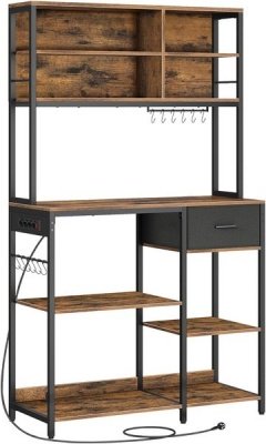 Scaffale da Cucina per Panettiere con Armadietto con Anta Ribaltabile, Supporto per Microonde A 5 Livelli con Accessori con Pannelli Forati, Grandi Ripiani in Metallo per Garage (Color : Wit, Size