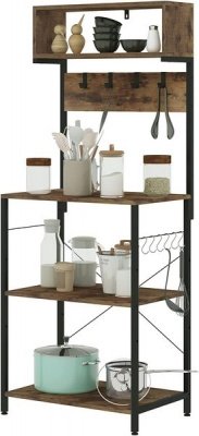 Scaffale Da Cucina HOMCOM Per Microonde - 4 Ripiani, Legno E Acciaio, 90x40x84.5 Cm, Quercia E Bianco