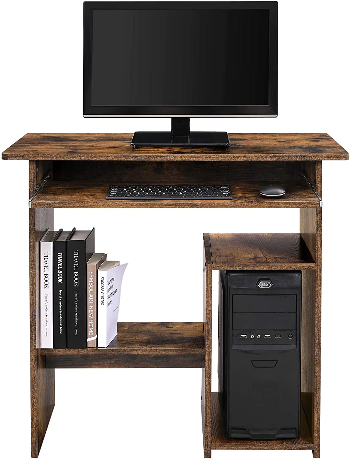 Scrivania Mini Postazione Pc Fisso per Smart Working Legno