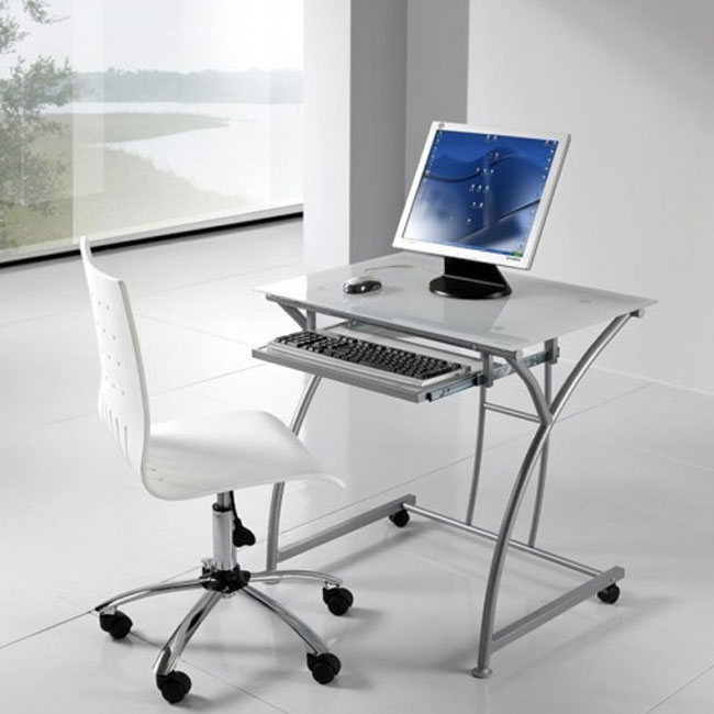 Scrivania Mini Postazione Pc per Smart Working in Vetro