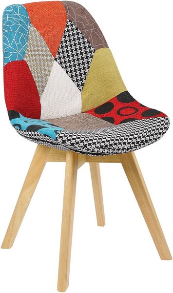 Sedia Patchwork Colorata e Zampe in legno Massello