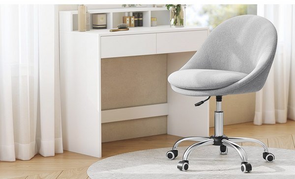 Sedia Poltroncina Girevole su Ruote per Scrivania Grigio Lino