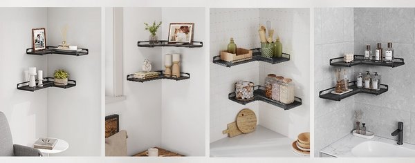 VECA - Mensola Moderna Angolare in MDF Nero