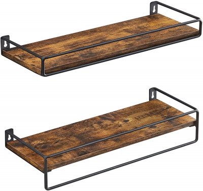 Mensola A Muro Con Porta Asciugamani 55,5x19x43,5 Cm – Ferro Battuto Finitura Shabby E Placca In Porcellana "Le Bain"