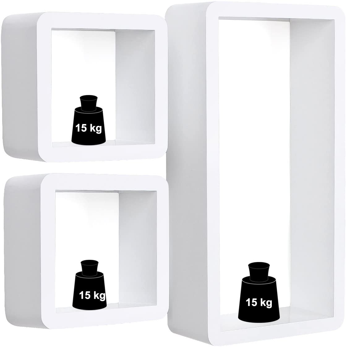 Set Di 3 Mensole Bianche Da Parete - 15x40x1,5 Cm | Multiuso Per Camera, Cucina, Bagno - Foto 10