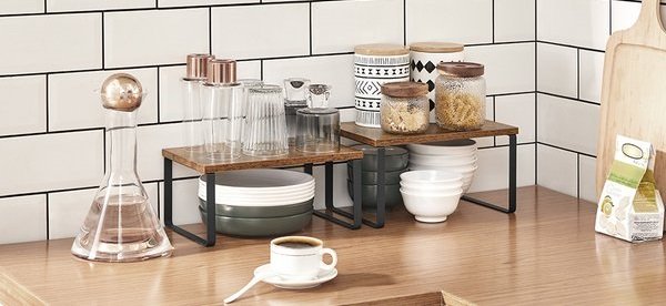 Set 4 Scaffali Portaspezie Impilabili - Organizzatore Cucina Con Gambe Regolabili, Bianco - Foto 6