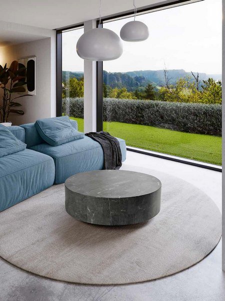 Tavolino rotondo in cemento travertino beige Noble | Maisons du Monde