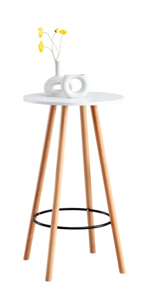 EGGREE Tavolo da Moderno Scandinavo Cucina Pranzo Rotondo con Gambe in Legno di Faggio, Bianco