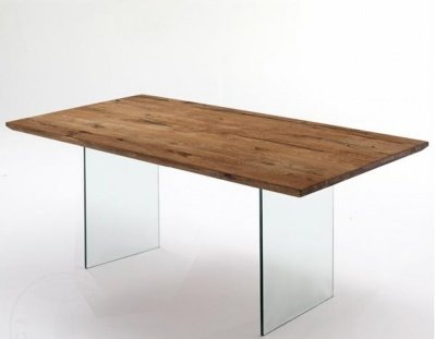 Tavolo Da Pranzo Rettangolare In Legno E Vetro