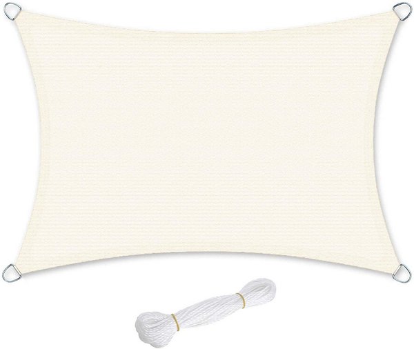 Tenda a Vela Parasole 130 x 130 cm Rettangolare Protezione UV 98% Telo Frangivista Recinzione Giardino Antistrappo con Occhielli per Esterno, Serra, Balcone, Giardino, Grigio Chiaro