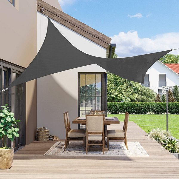Telo Parasole Triangolare TecTake 360x360 Cm - Protezione UV, Grigio, Con Anelli Inox