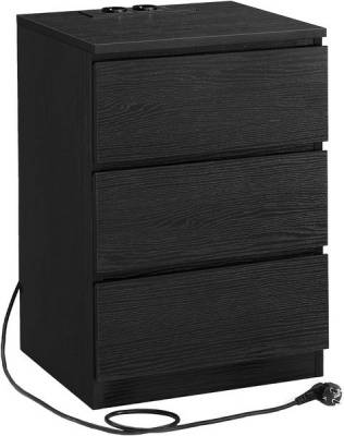Comodino con luci a LED 2 cassetti, Tavolino da divano moderno con finitura lucida effetto marmo 45x35x52cm 2 Colori