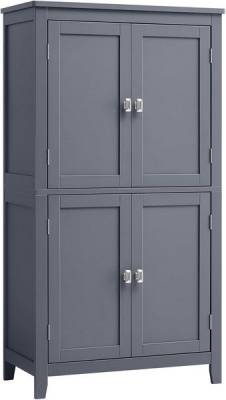 Costway Armadio del bagno con anta singolae e 2 mensole regolabili, Organizer verticale per bagno e salone Nero