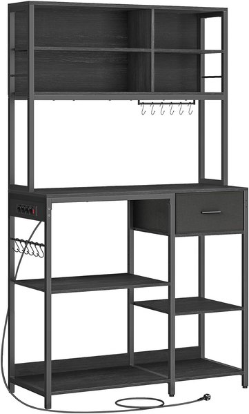 Scaffale Cucina A 3 Livelli Con Ganci - 90x40x83 Cm Nero Per Microonde E Utensili